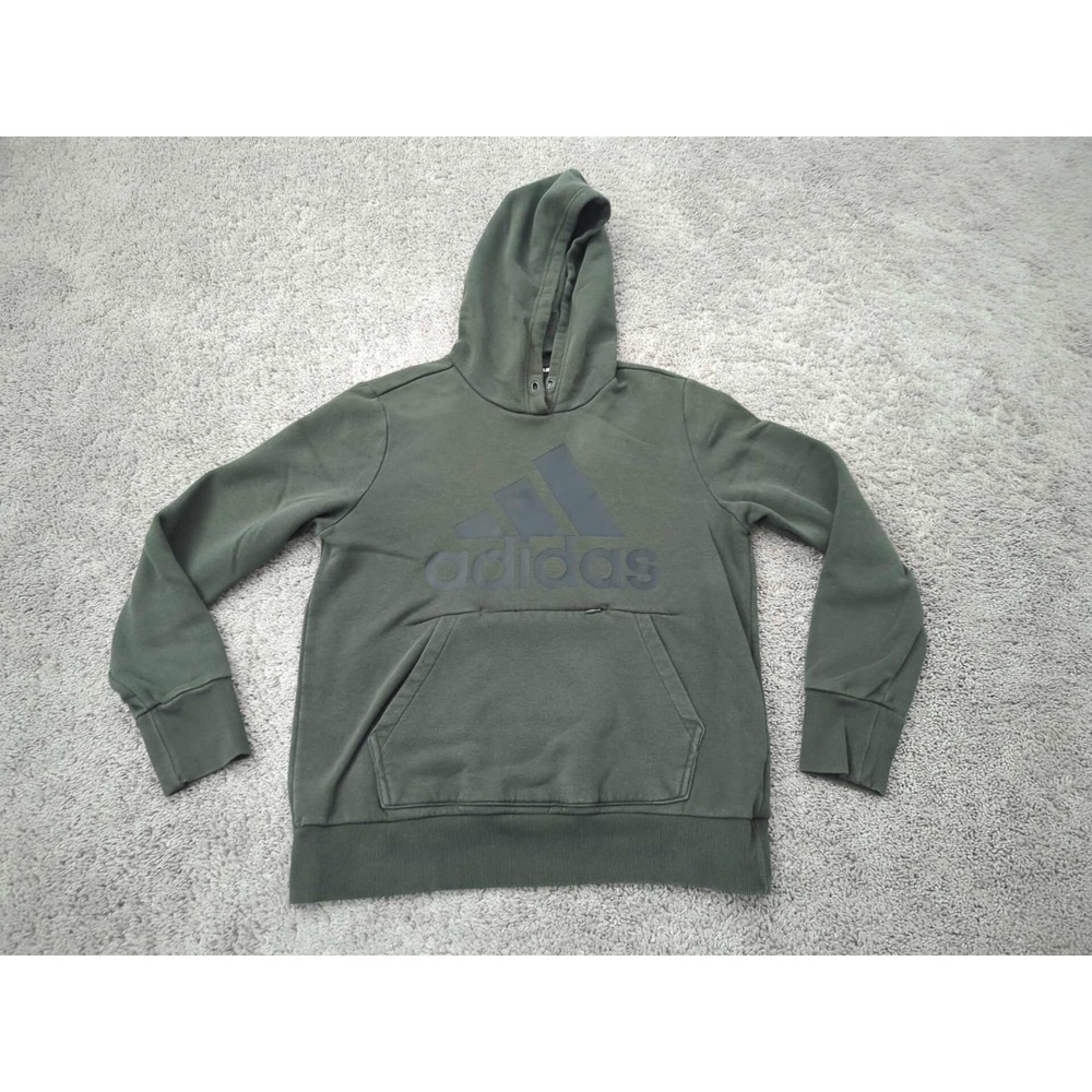 Adidas Pullover Hoodie Youth L 16-18 Green Long Sleeve Logo Active Casual
